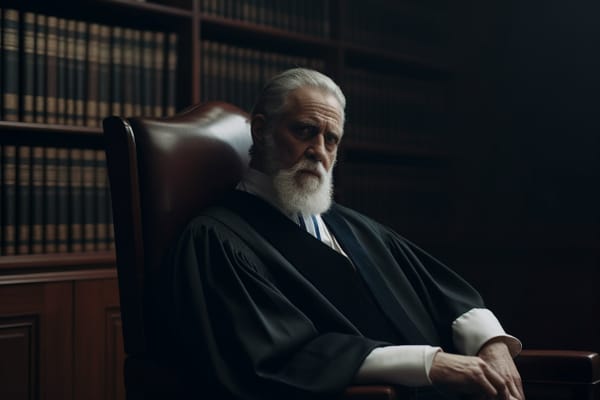 A judge sat in a chair
