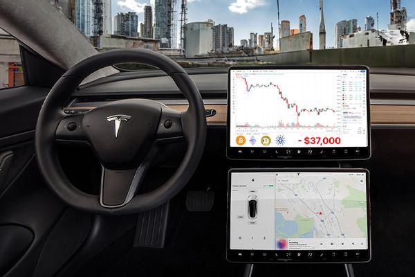 Tesla Adds 2nd Display For Shitcoin Trading